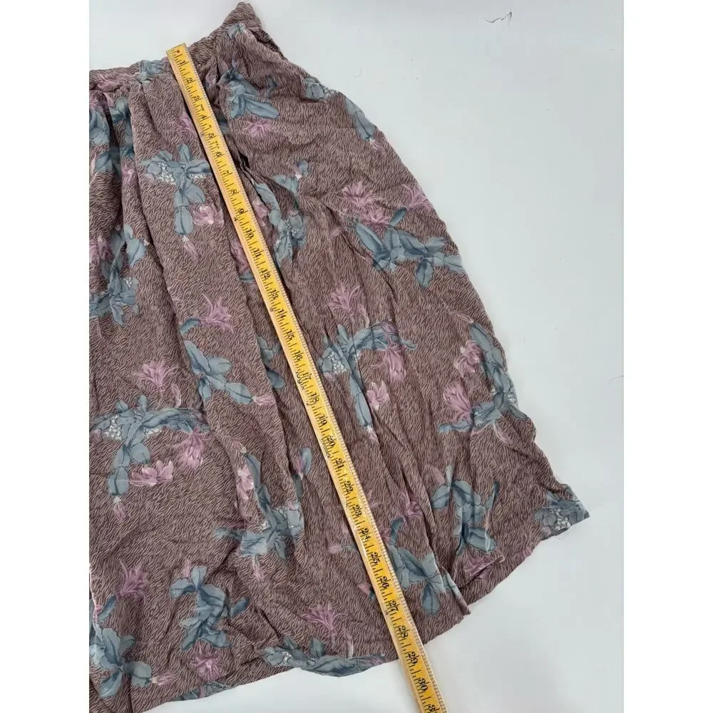 Ms Interpret Vintage Skirt Womens XS Pink Blue Floral Midi Pleated Pockets Zip